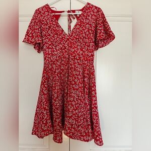 Red Sundress flutter sleeves